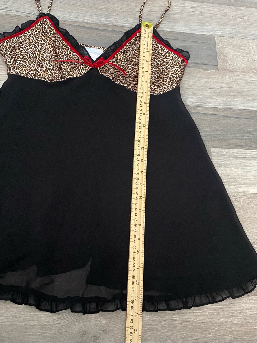 Vintage Secret Treasures Y2K Leopard Print Babydoll Top Red Velvet Bow Romantic - Picture 5 of 6